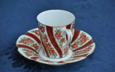 Tazzina da caffè in porcellana di Limoges rossa